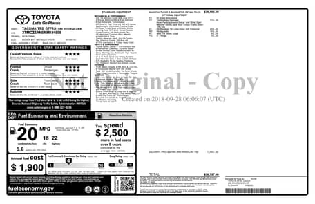 Toyota Tacoma TRD Off-Road Double Cab 4x4 2019