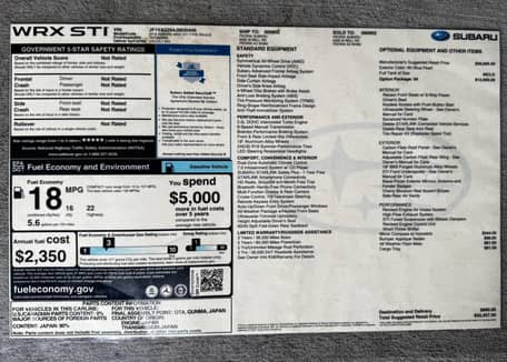 2018 Subaru WRX STI Type RA