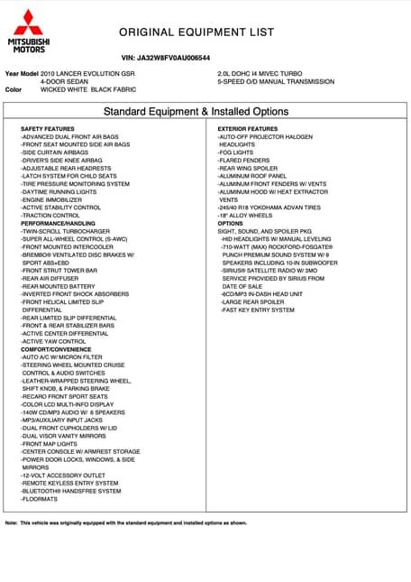 2010 Mitsubishi Lancer Evolution X GSR