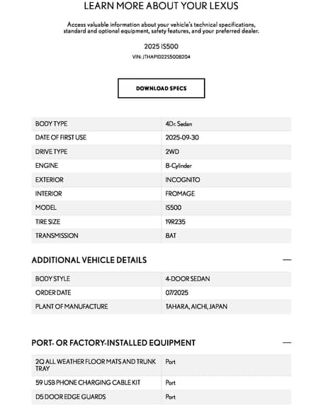 Lexus IS 500 F Sport Performance Premium 2025