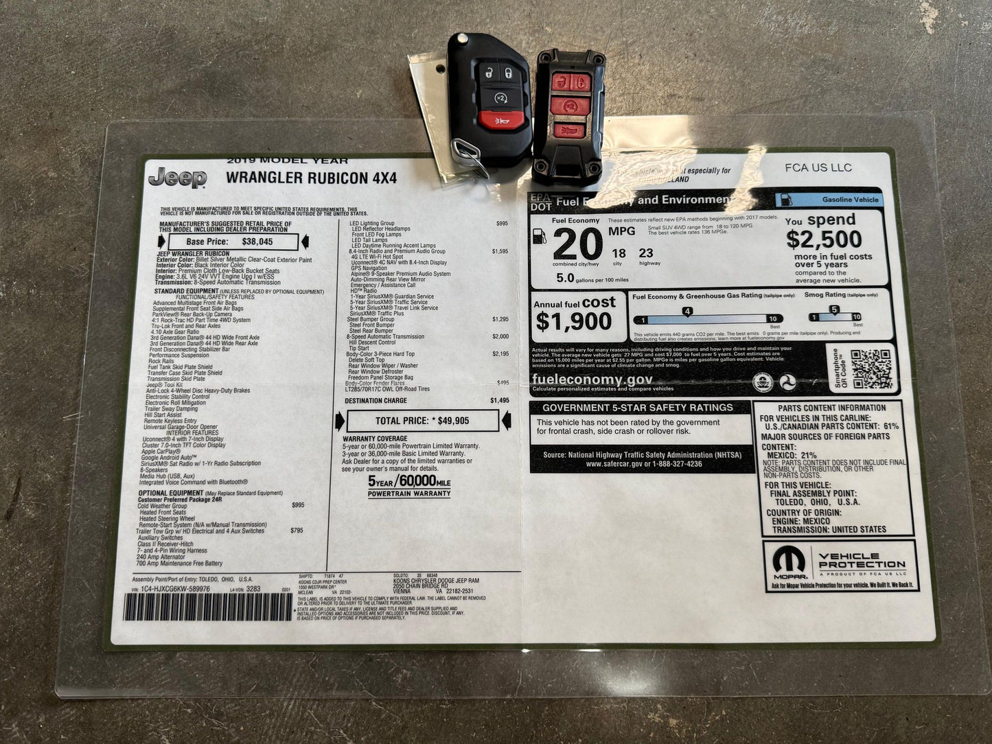 2019 Jeep Wrangler Rubicon 4x4 